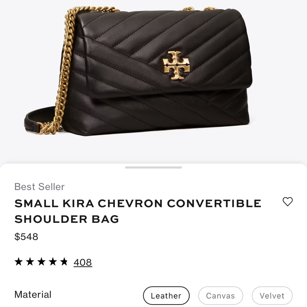 Tory Burch Black Small Kira Chevron Convertible Shoulder Bag
